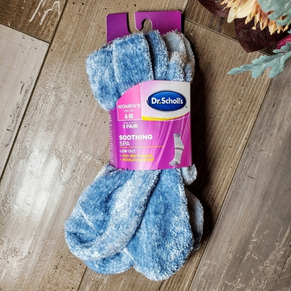 NWT Dr. Scholl's Women's Soothing Spa Socks Blue Low Cut 4-10 Shoe Size 3 Pairs - Picture 11 of 12